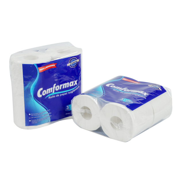 Pulpa de madera virgen ecológica de buena calidad 3ply Papel higiénico